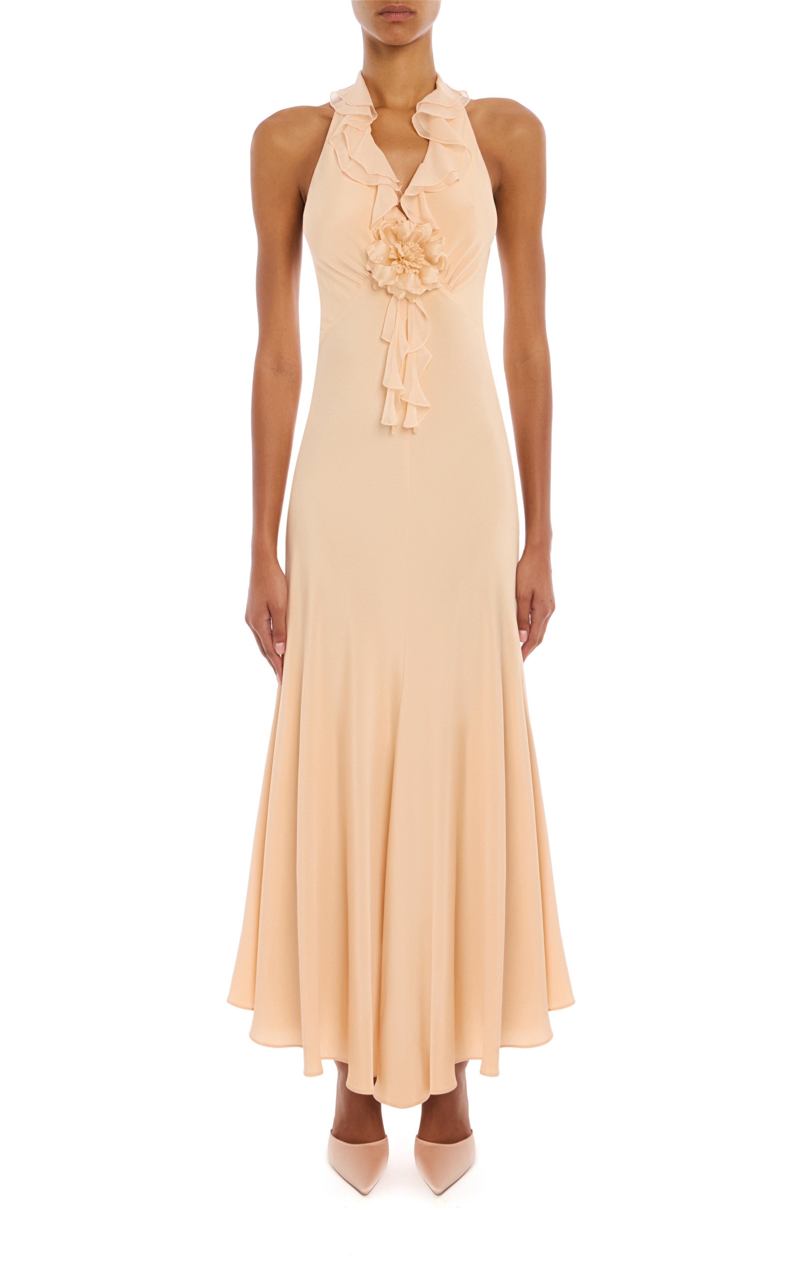 peach halter neck dress 'Marilyn' Peach Cotton Halter Neck Midi Sundress
