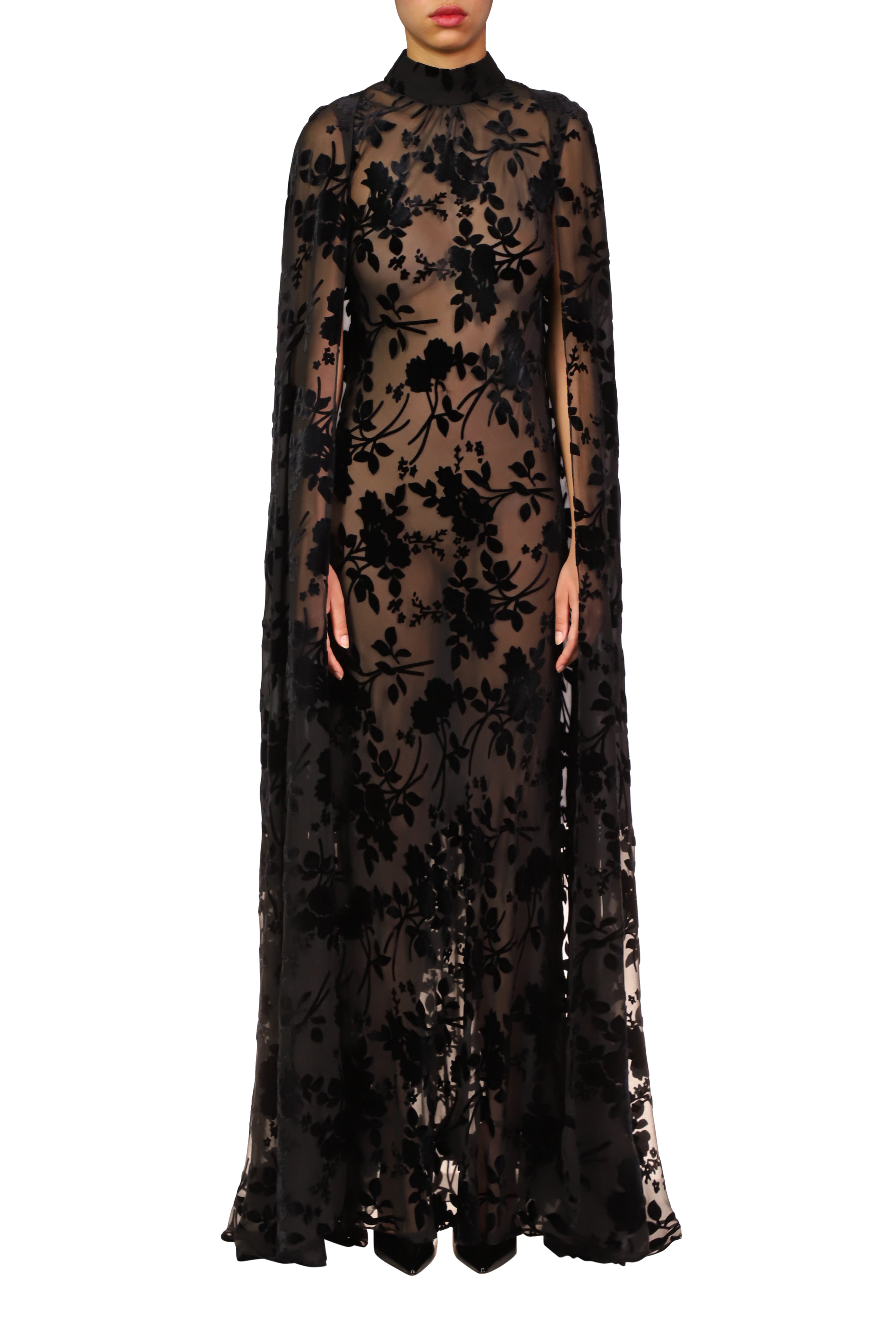 lovedrobe embroidered cape dress Long Embroidered Cape Dress by Elizabeth K GL1527