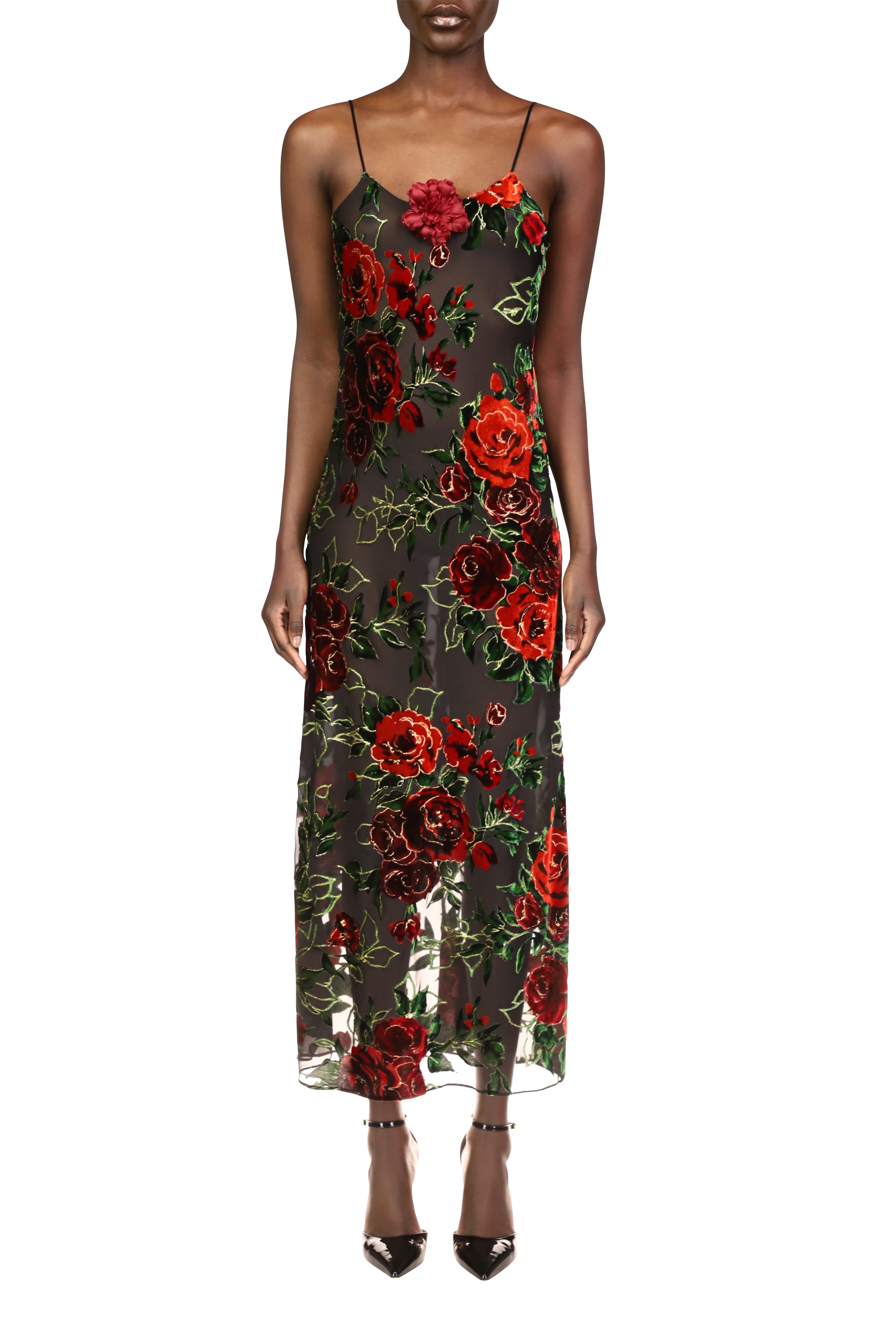 最も優遇 Velvet Devoré Slip Dress With Silk Flower Pin – Rodarte スーツ・フォーマル・ドレス