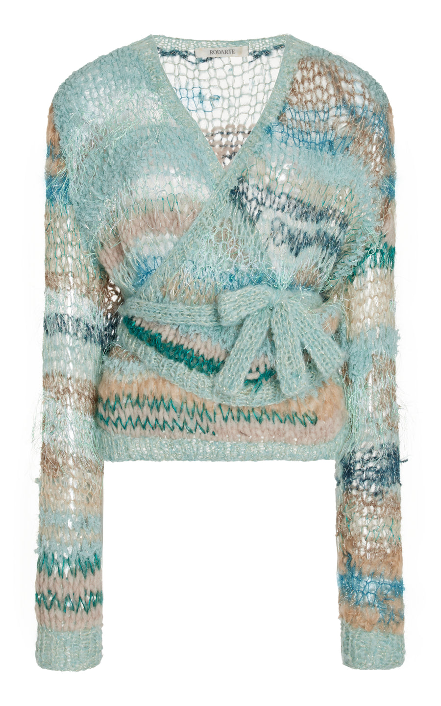 Sea Foam Loose Hand Knit Wrap Sweater