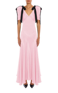 strapless open back dress By Your Side Pink Cut-Out Maxi Dress With Bows – Club L London main image 1