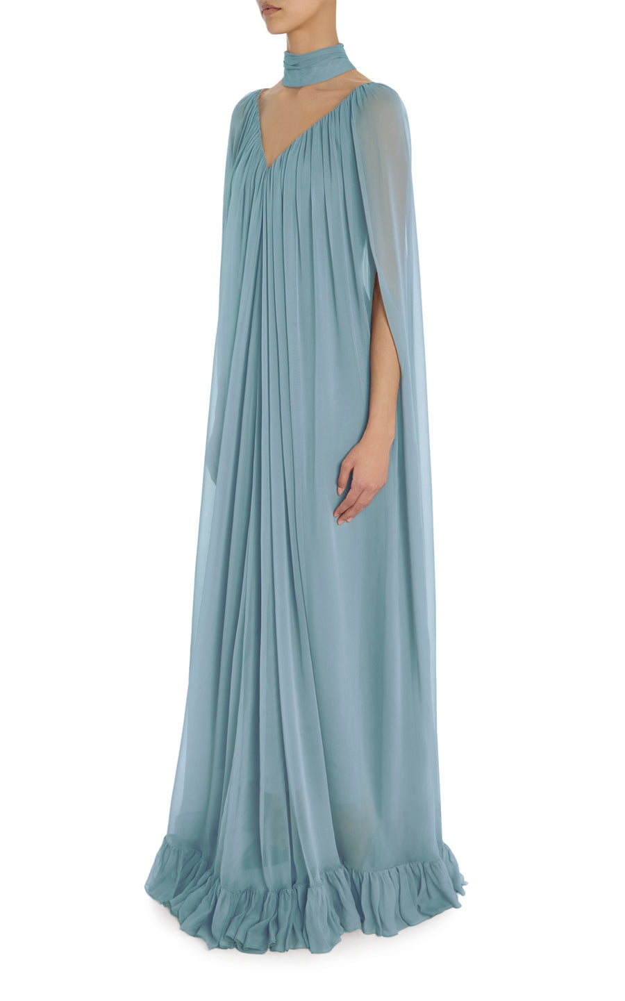 silk chiffon evening dresses Silk Chiffon and Crepe Two-piece Gown