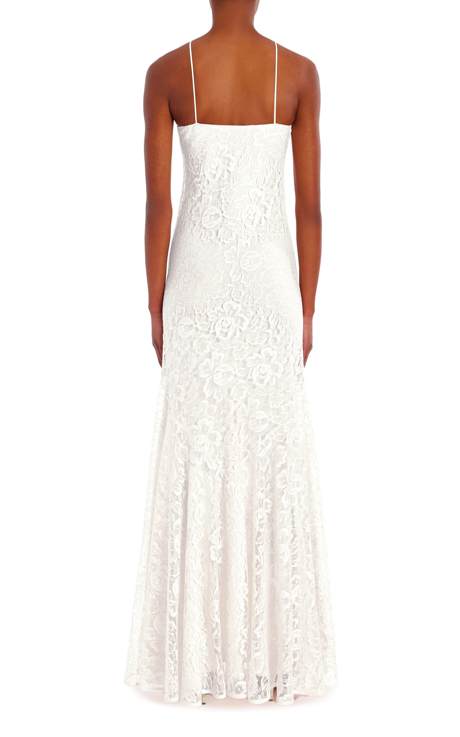 White French Levers Lace Halter Gown with Flower