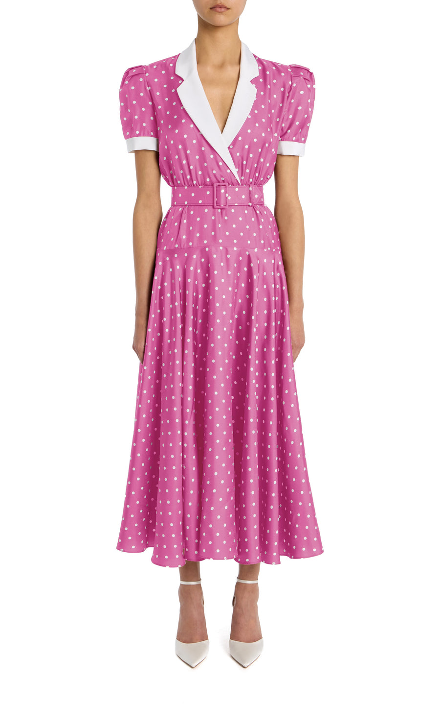 printed polka dot midi dress RIXO Meg Leopard Midi Polka Dot