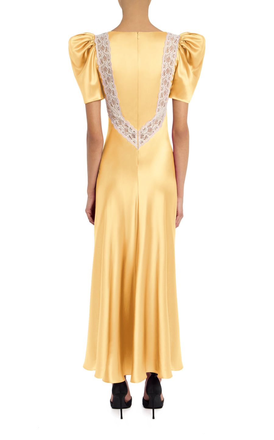 chinese dress ladies Yellow Satin Long Sleeve Prom Dresses Beaded Lace V-Neck Mother of the –  Viniodress