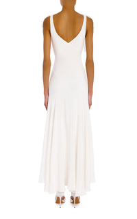 rodarte white dress White Silk Crepe Bias Dress With Rosette And White Velvet Ribbon Bows –  Rodarte