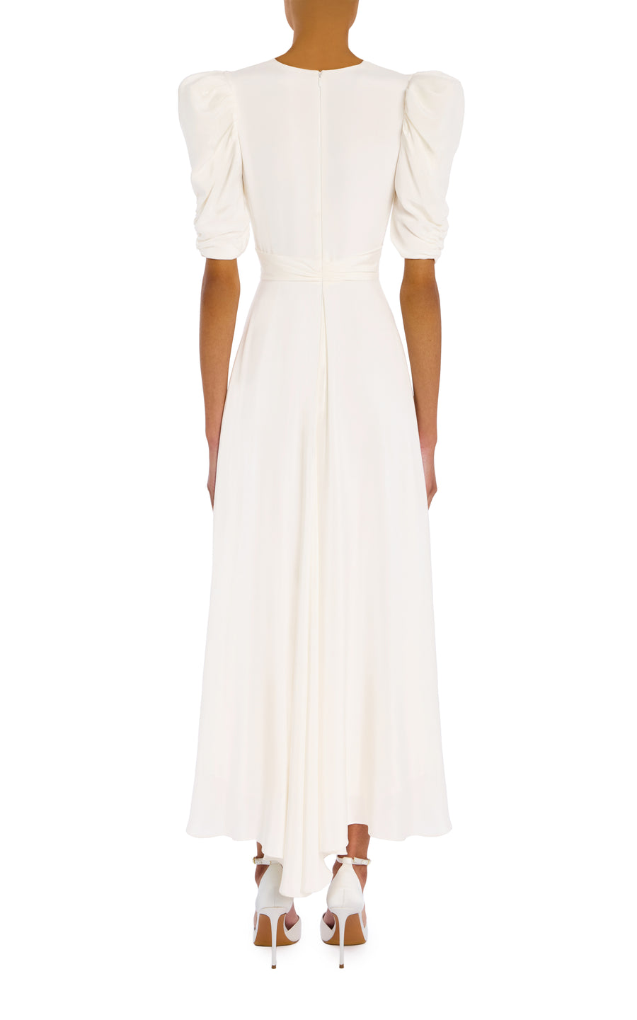 Silk Crepe Puff Sleeve Dress with Flower – Rodarte Silk Crepe Puff Sleeve Dress with Flower – Rodarte