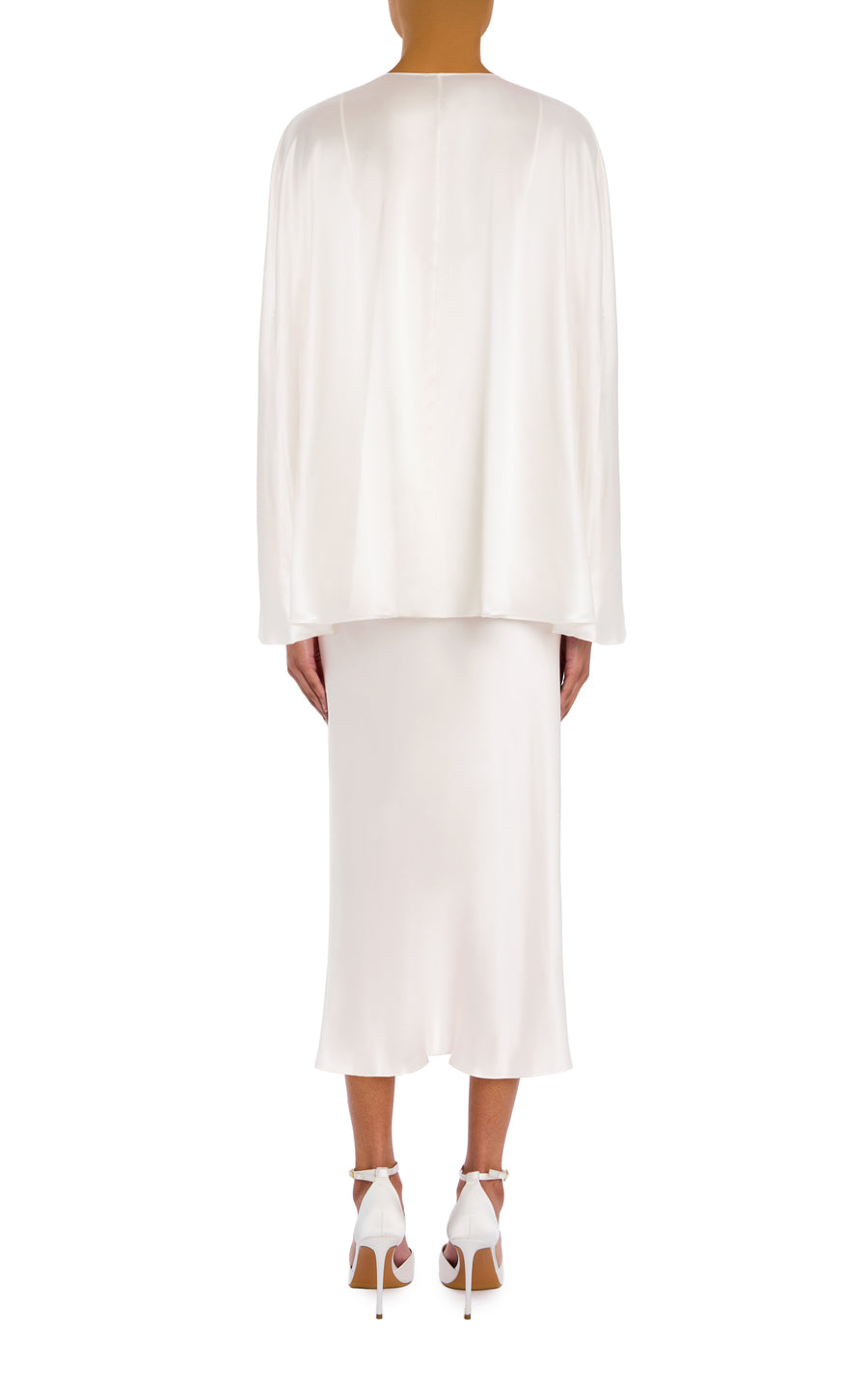 Off White Silk Charmese Capelet with Flower Pin