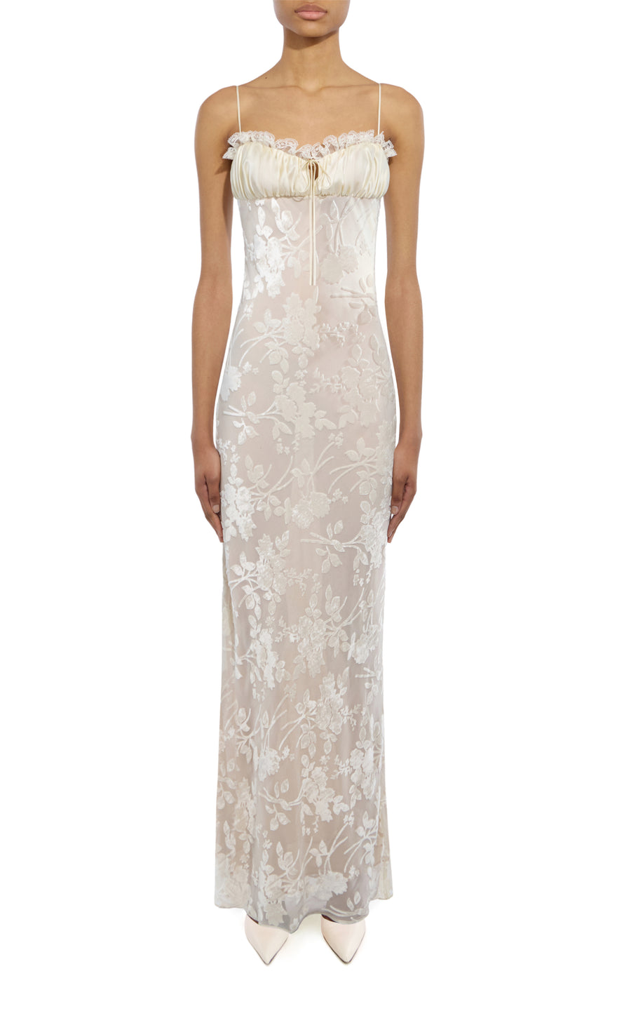 Off White Velvet Devor and Lace Slip Gown With Silk Charmeuse Detail Rodarte Off White Velvet Devor and Lace Slip Gown With Silk Charmeuse Detail Rodarte