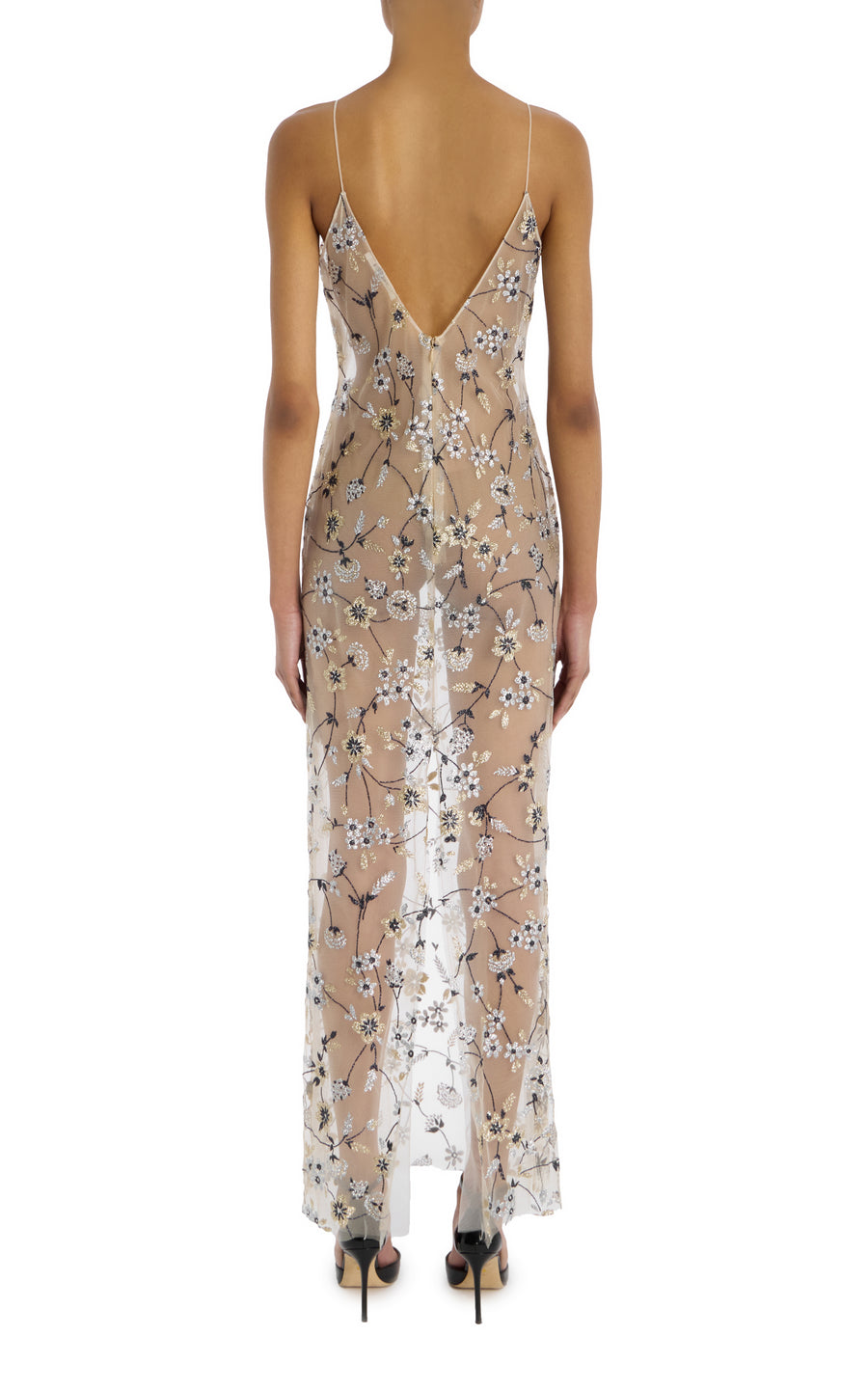 Floral Glitter Illusion Tulle Slip Dress