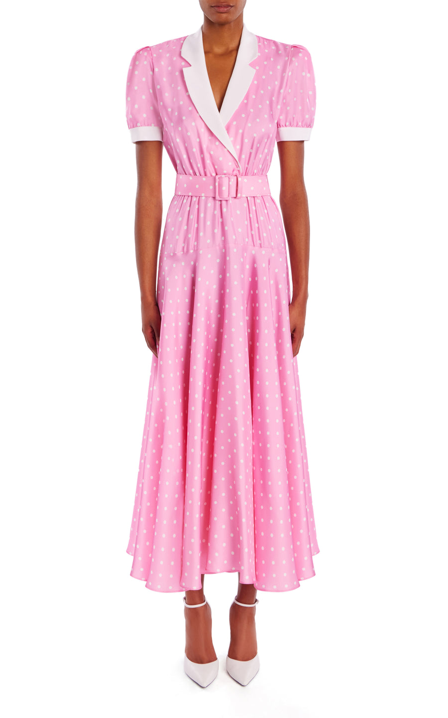 Polka Dot Silk Silk Twill Collared Dress With Belt Rodarte Polka Dot Silk Silk Twill Collared Dress With Belt Rodarte