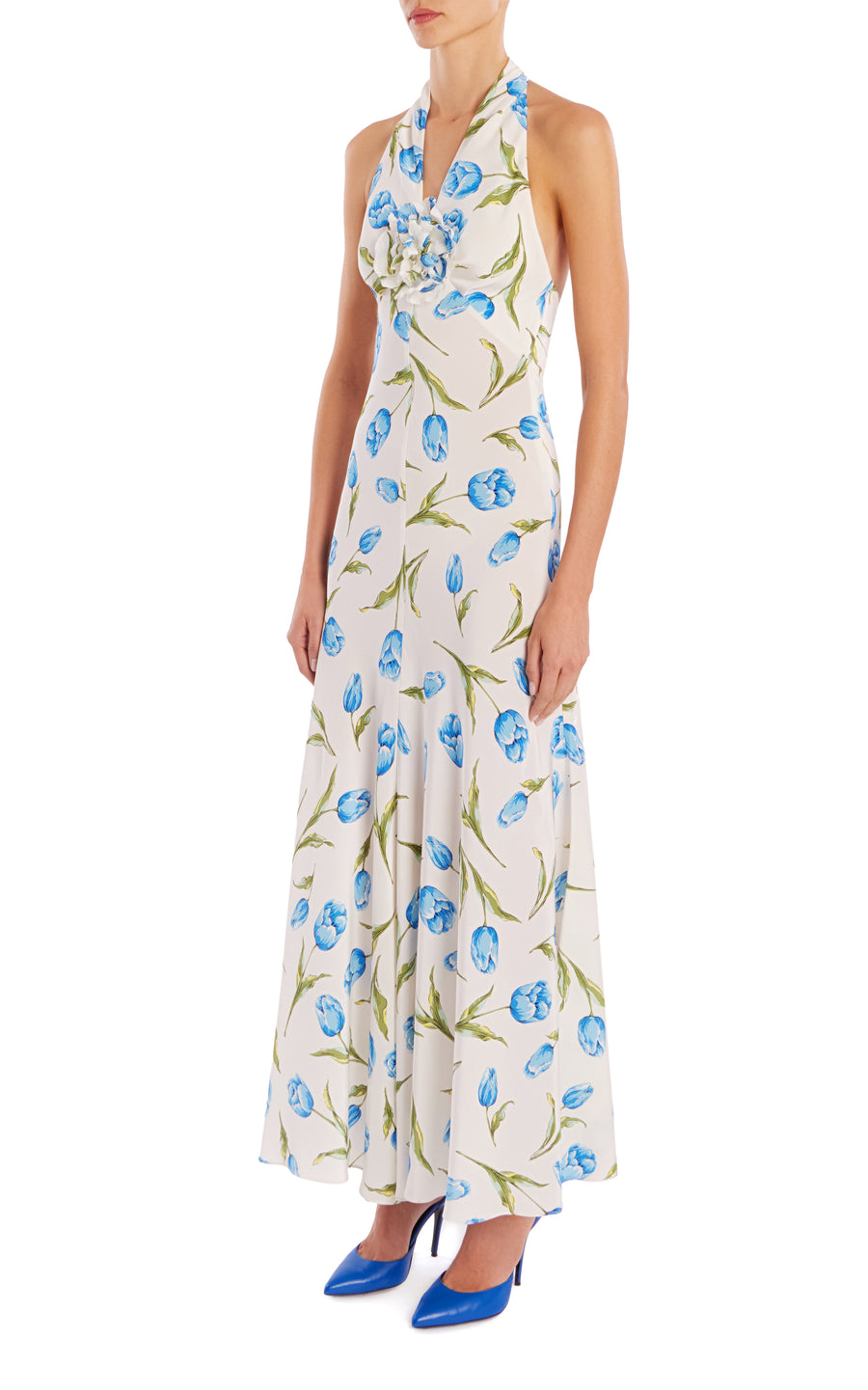 Tulip Printed Silk Halter Maxi Dress With Silk Flower Rodarte Tulip Printed Silk Halter Maxi Dress With Silk Flower Rodarte