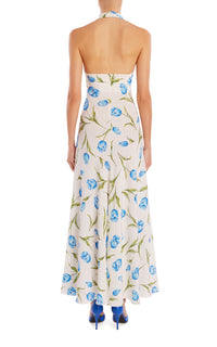 hd in paris maxi dress Tulip Printed Silk Halter Maxi Dress With Silk Flower – Rodarte