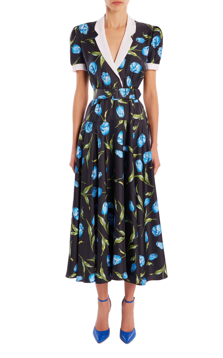 Tulip Printed Silk Silk Twill Collared Dress With Belt Rodarte Tulip Printed Silk Silk Twill Collared Dress With Belt Rodarte
