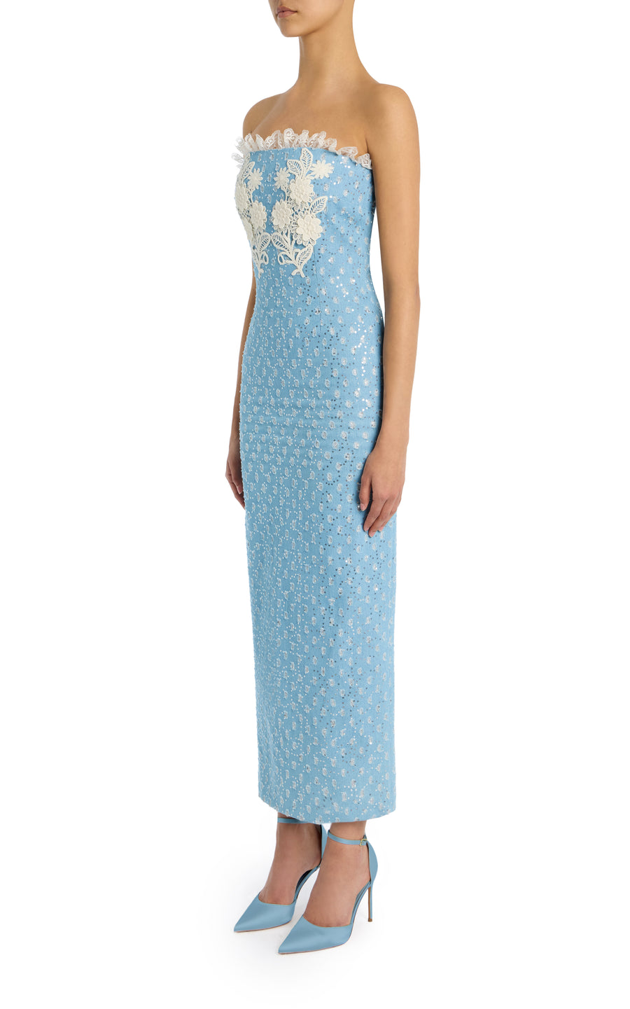 denim blue strapless dress " Polly " Strapless Denim Dress ( Medium Blue )