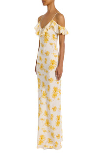 Daisy Printed Moir Silk Gown with Ruffle Detail Rodarte Daisy Printed Moir Silk Gown with Ruffle Detail Rodarte