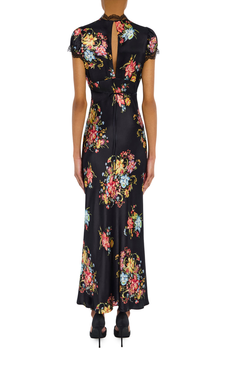 Floral Satin Cap Sleeve Dress with Lace Details – Rodarte