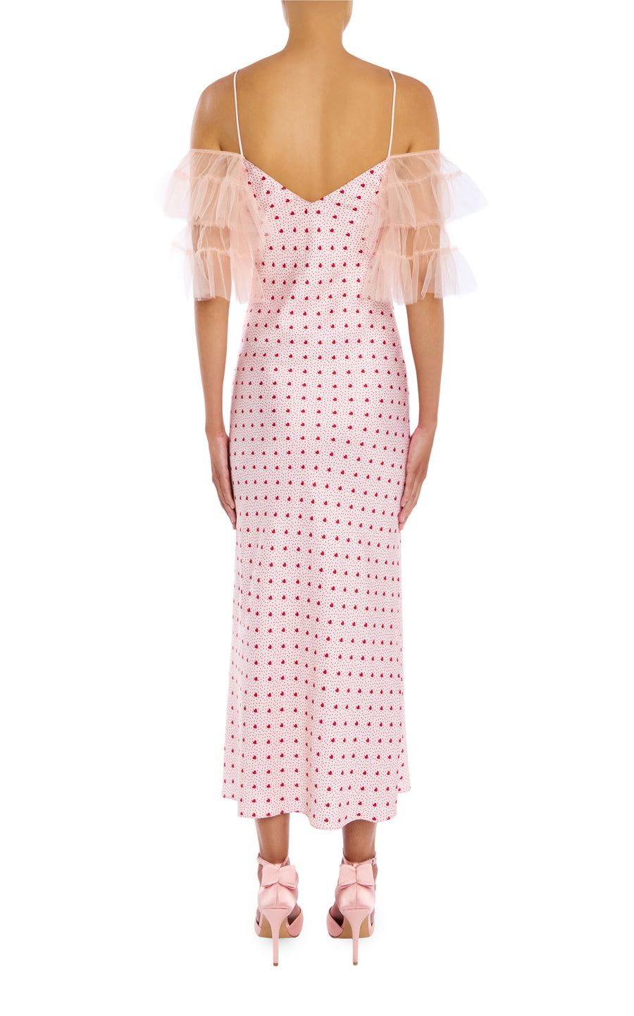 fitted lace wedding dress Pink and Red Printed Heart Silk Bias Slip Dress With Ruffle Sleeves An –  Rodarte
