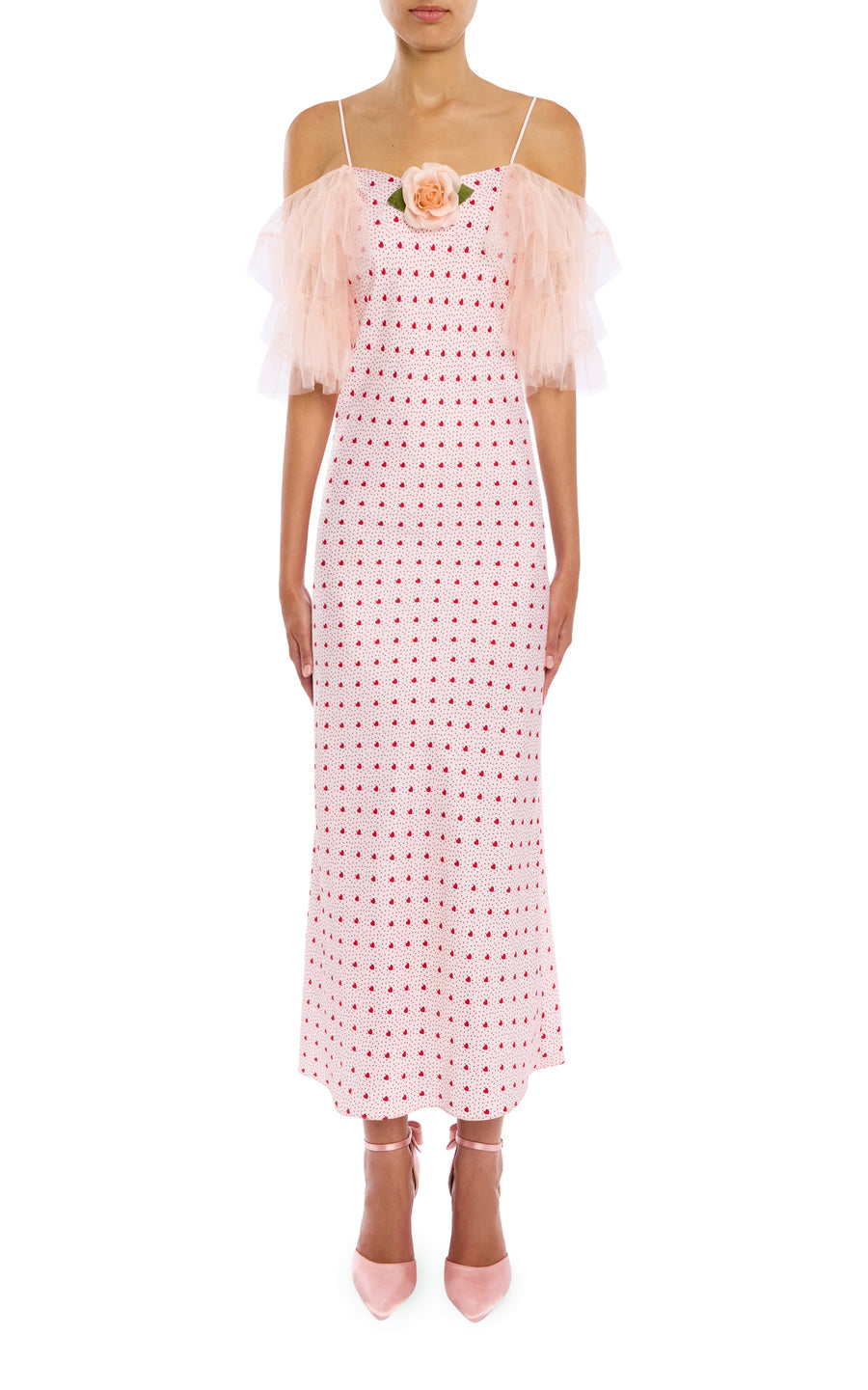 red and pink slip dress Petal & Pup Lipa Colourblock Midi Slip Dress
