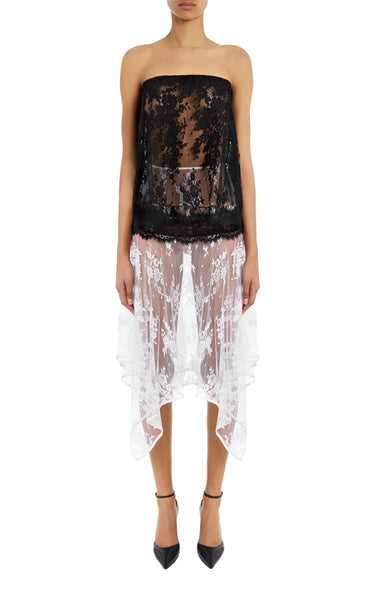 スカート carol shoppe LACE TRIM SHIRT SKIRT Floral High-Waisted Flippy Lace-Trim Skirt