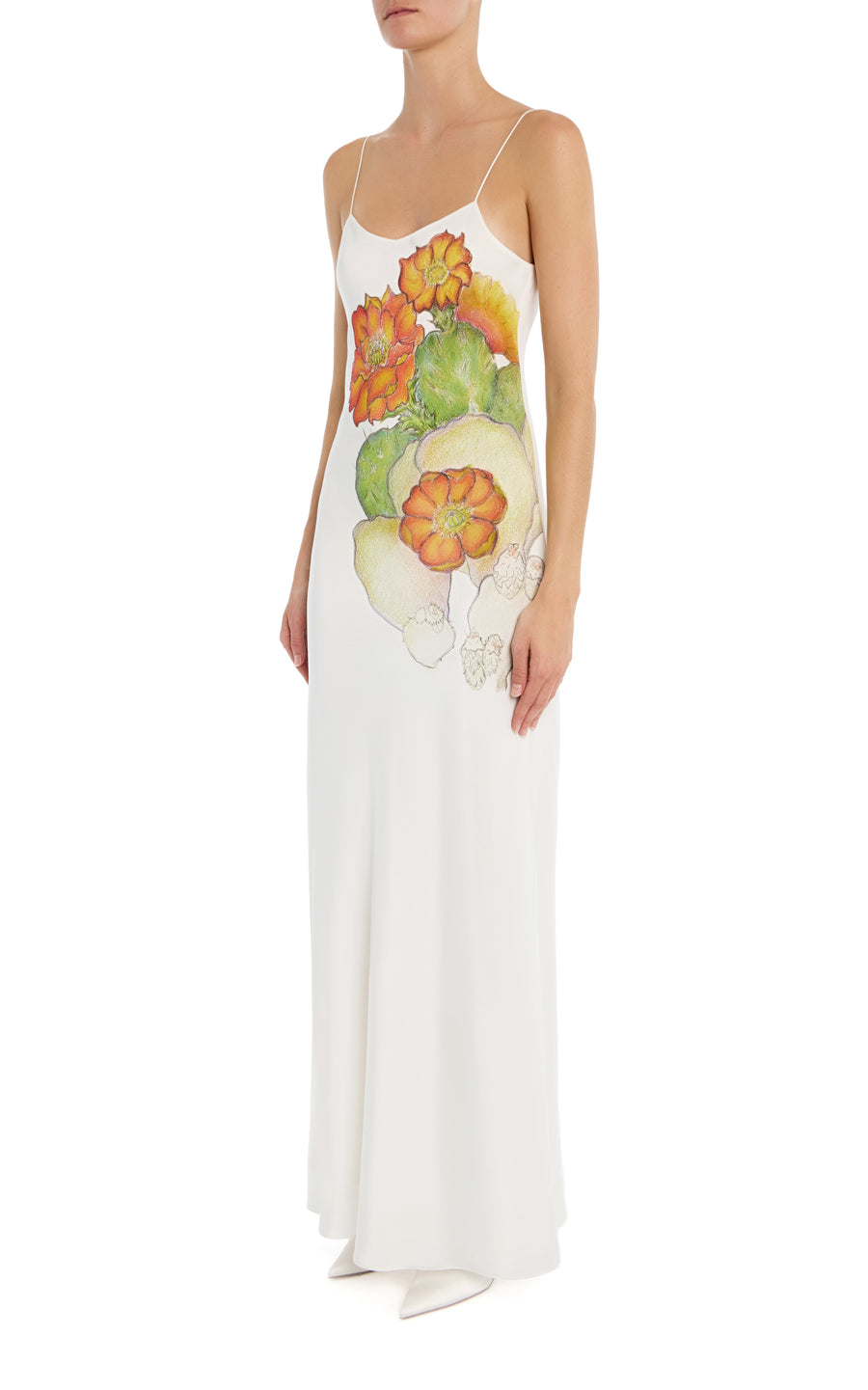 cactus print maxi dress Cactus Printed Silk Crepe Bias Slip Gown – Rodarte