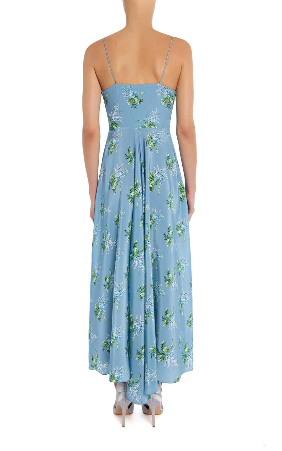 Blue Floral Silk Dress With Flower – Rodarte