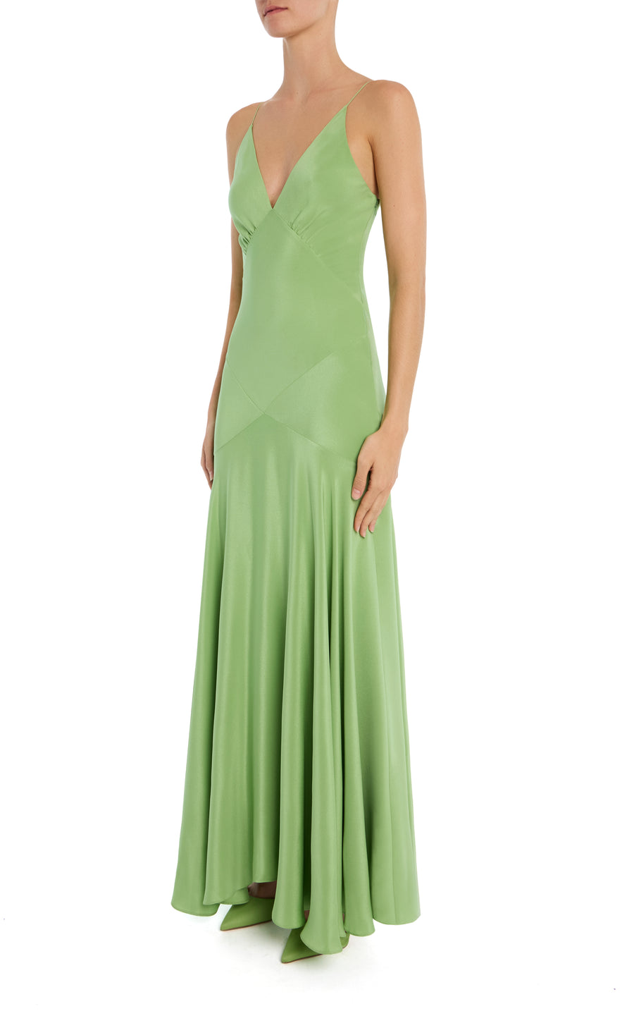 slim fit dress slacks Green Silk Crepe Bias Gown with Scarf – Rodarte