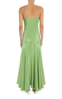 Green Silk Crepe Bias Gown with Scarf  Rodarte