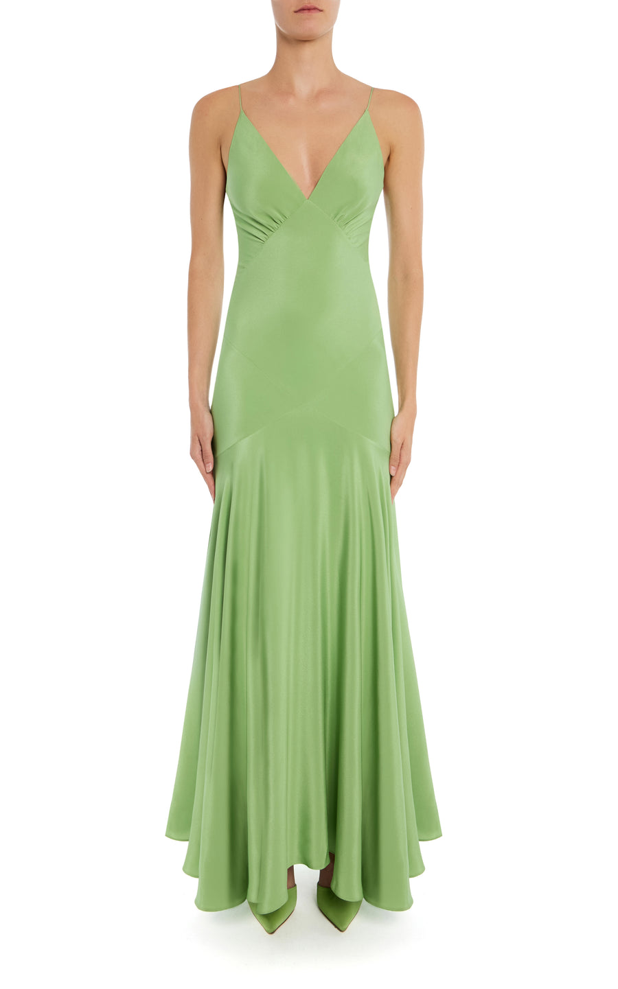 silk green formal dress Satin Lace Mermaid Off-the-Shoulder Long Prom Dress SP909 main image 0