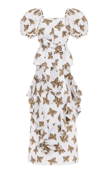 FW19 Butterfly Printed Relief Jacquard Top and Ruffled Skirt – Rodarte