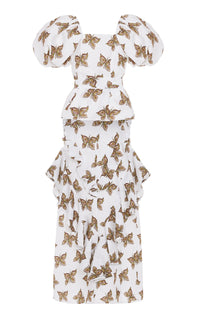 FW19 Butterfly Printed Relief Jacquard Top and Ruffled Skirt – Rodarte