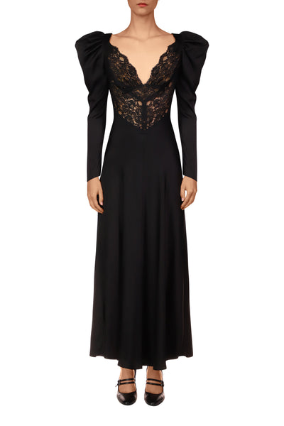Black Silk and Lace Bias Long Sleeve Dress – Rodarte