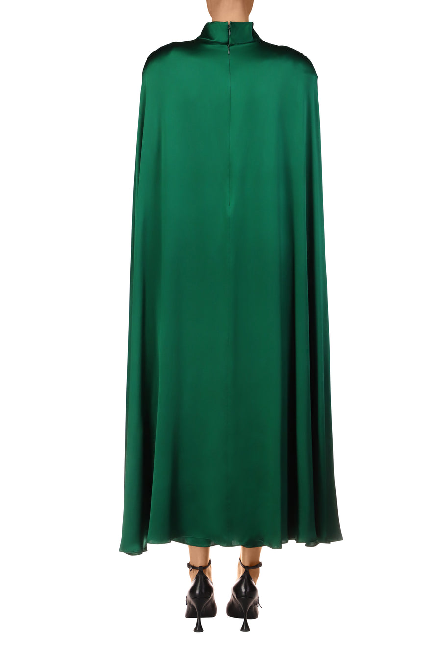 Green Silk Satin Cape Dress – Rodarte
