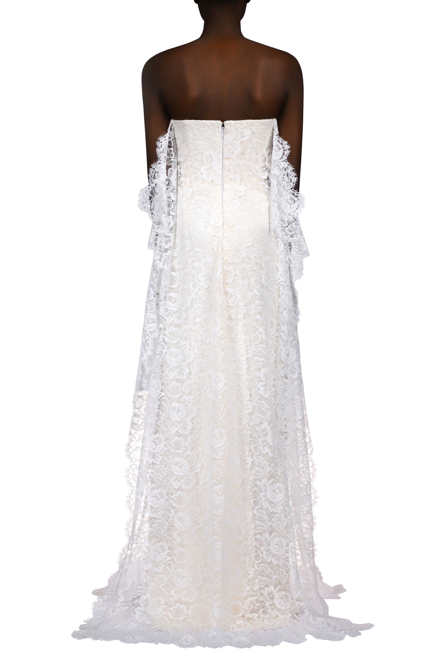 White Lace Strapless Gown