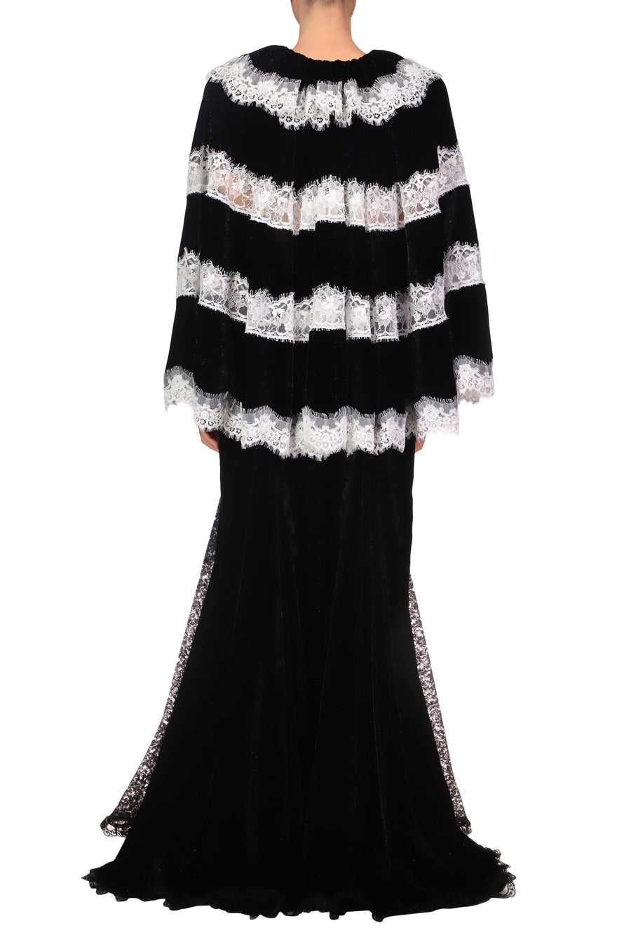 Metallic Black And White Lace Capelet