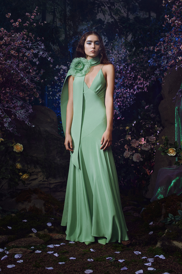rodarte green silk dress Lace-trimmed silk cocktail dress in green - Rodarte