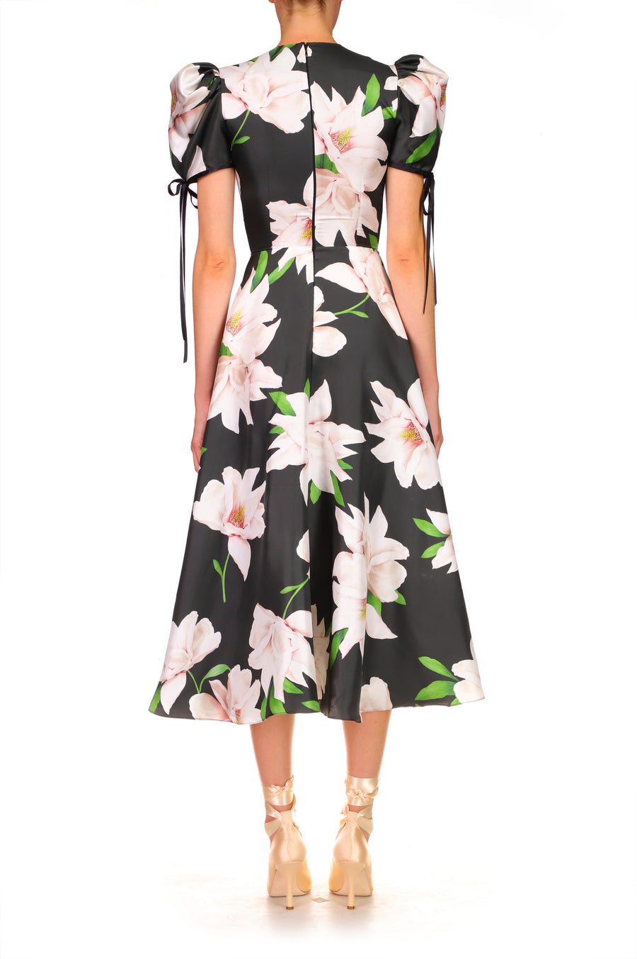 Floral Printed Twill Dress With Silk Flower – Rodarte