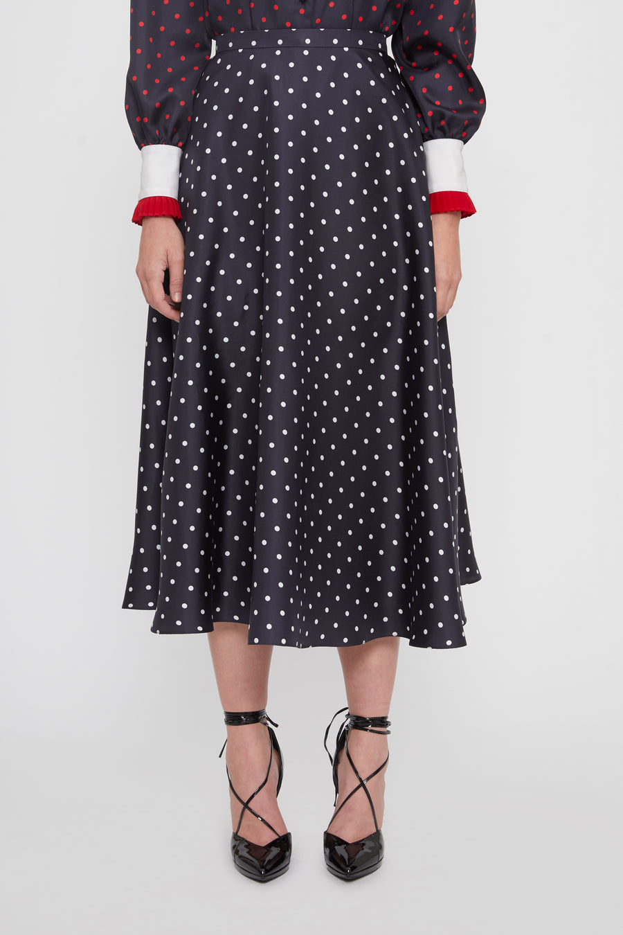 Polka Dot Silk Twill Skirt