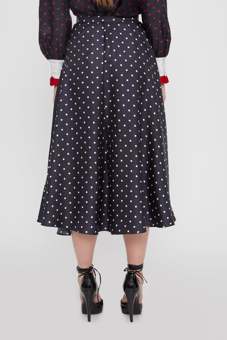 Polka Dot Silk Twill Skirt