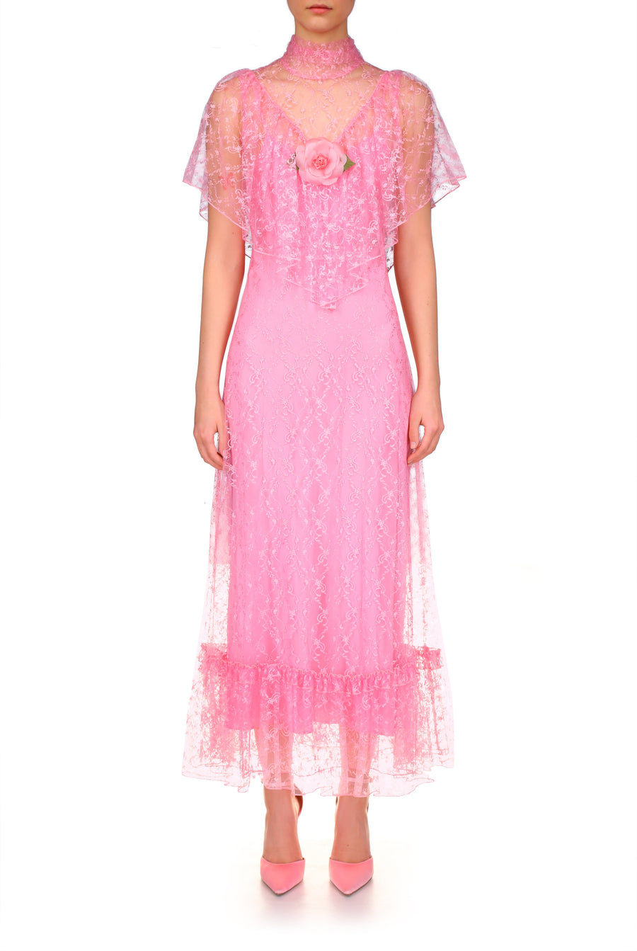 Pink Floral Lace Dress