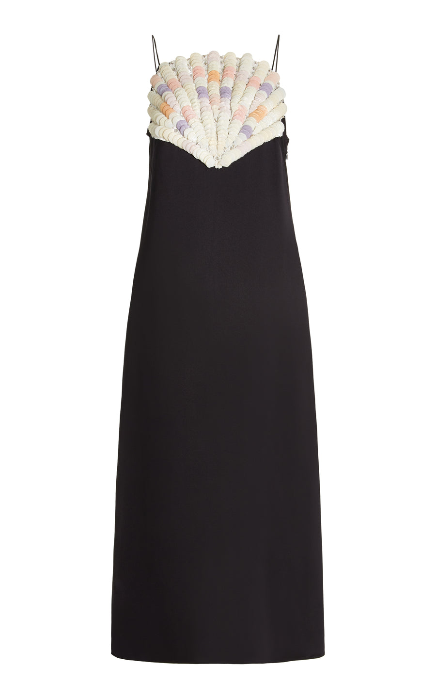 Black Slip Dress With Hand Beaded Shell Detail