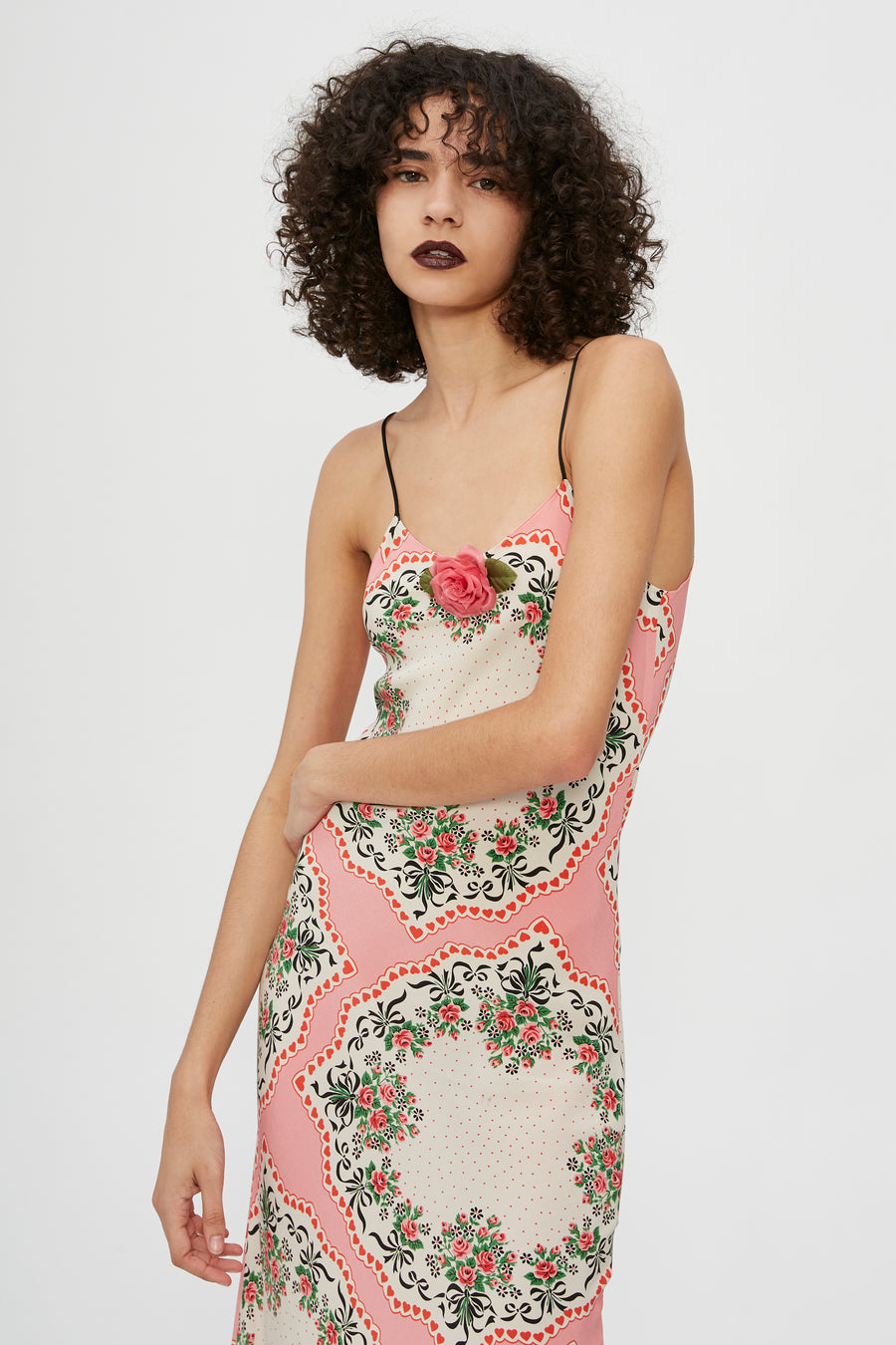 Floral Bouquet Silk Slip Dress