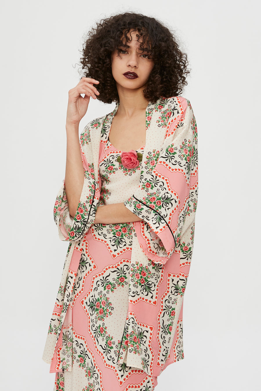 Floral Bouquet Silk Robe