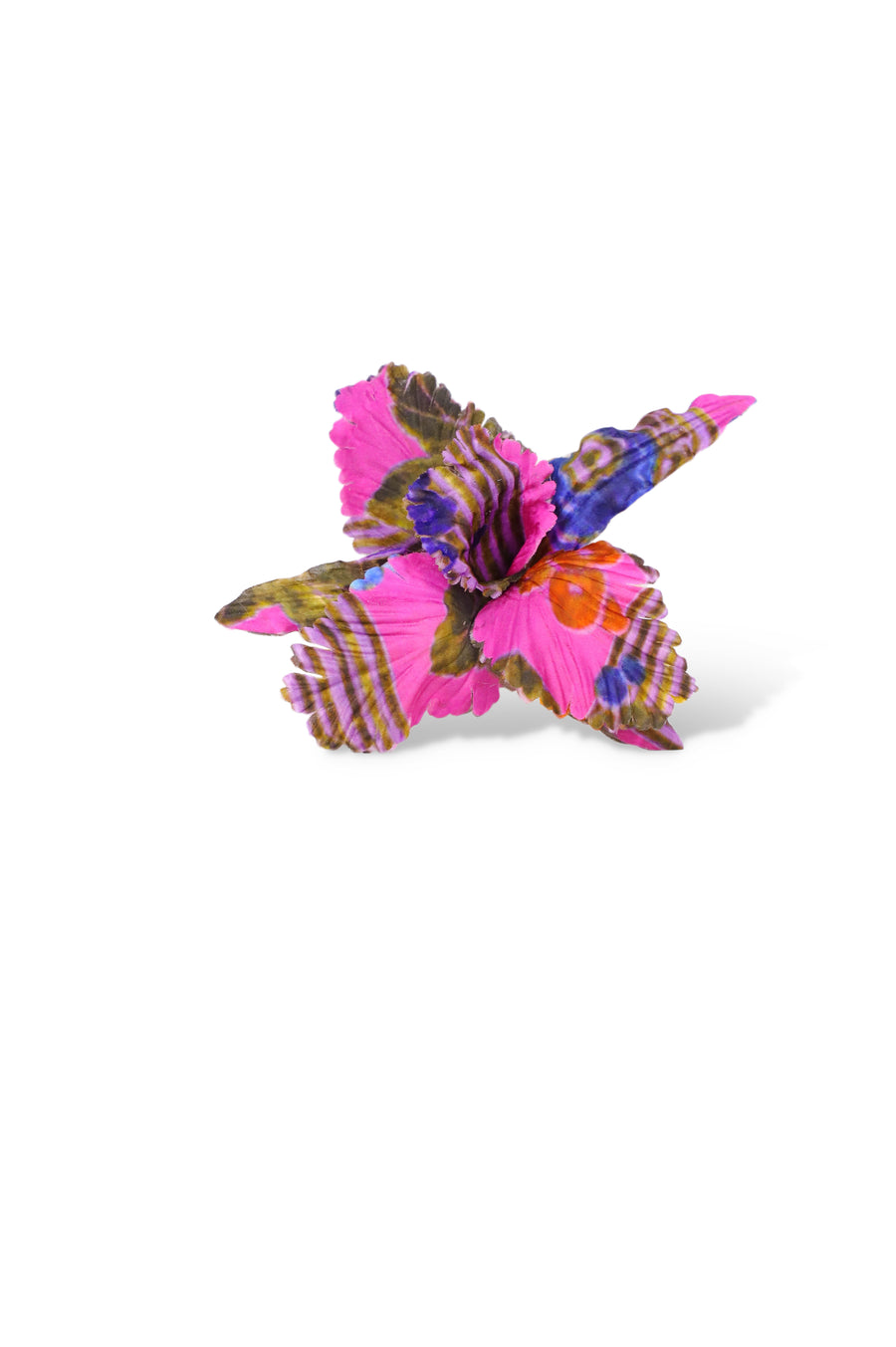Magenta Printed Silk Iris Flower Pin