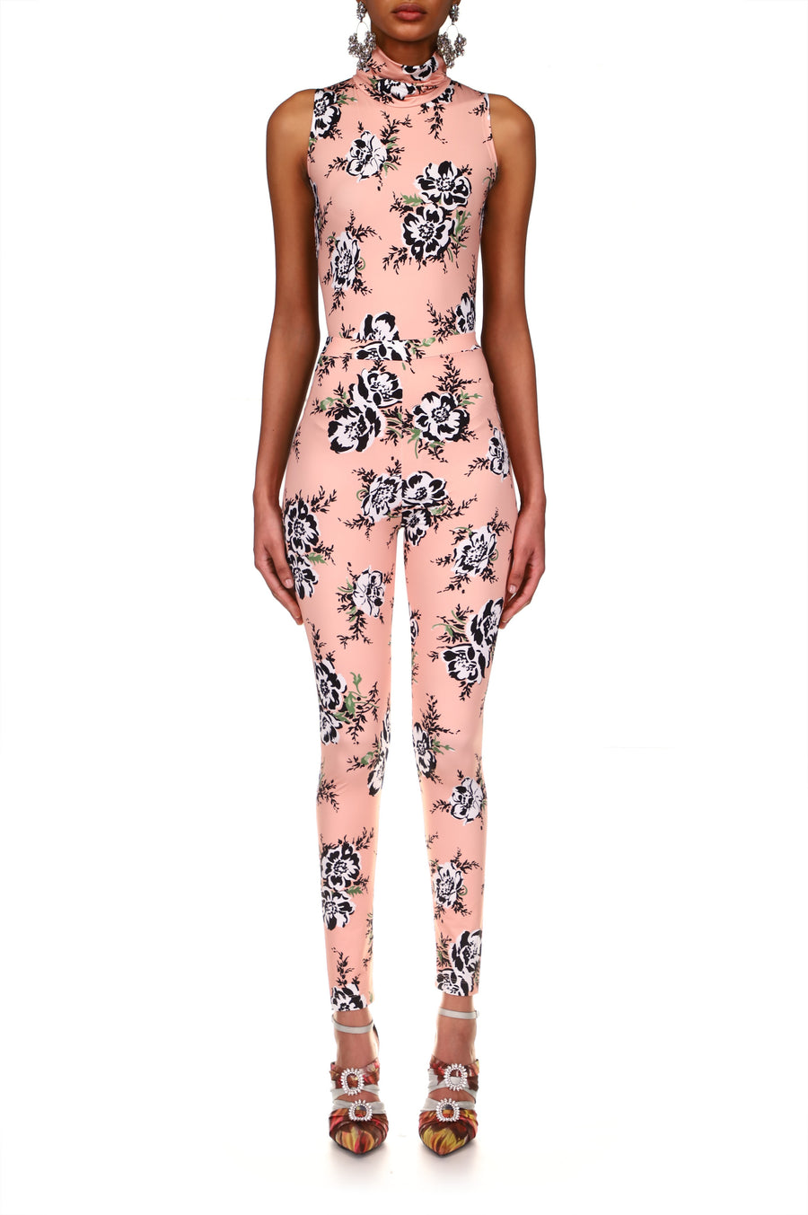 Peach Floral Stretch Legging