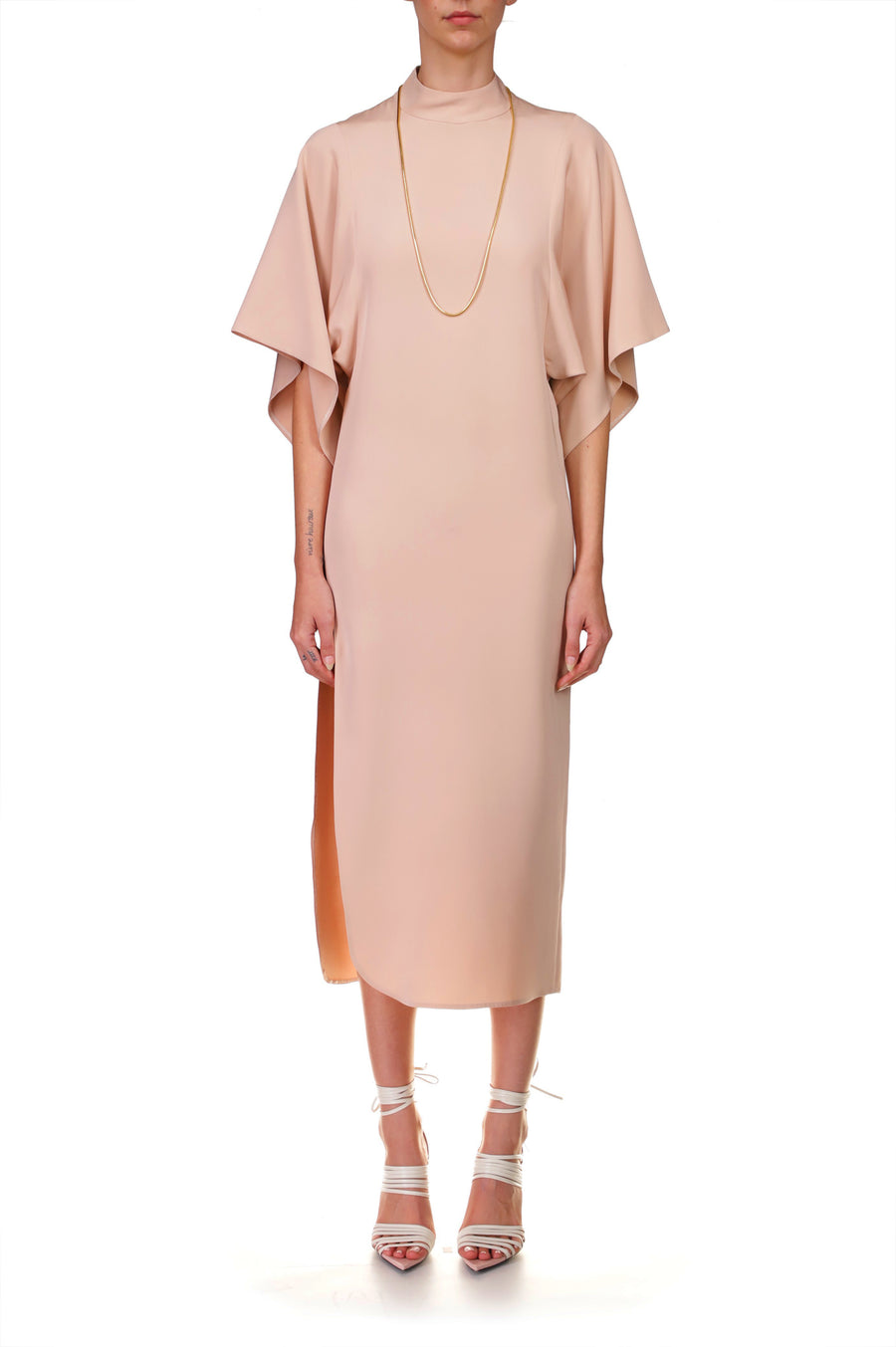 Almond Mock Neck Sheath Dress