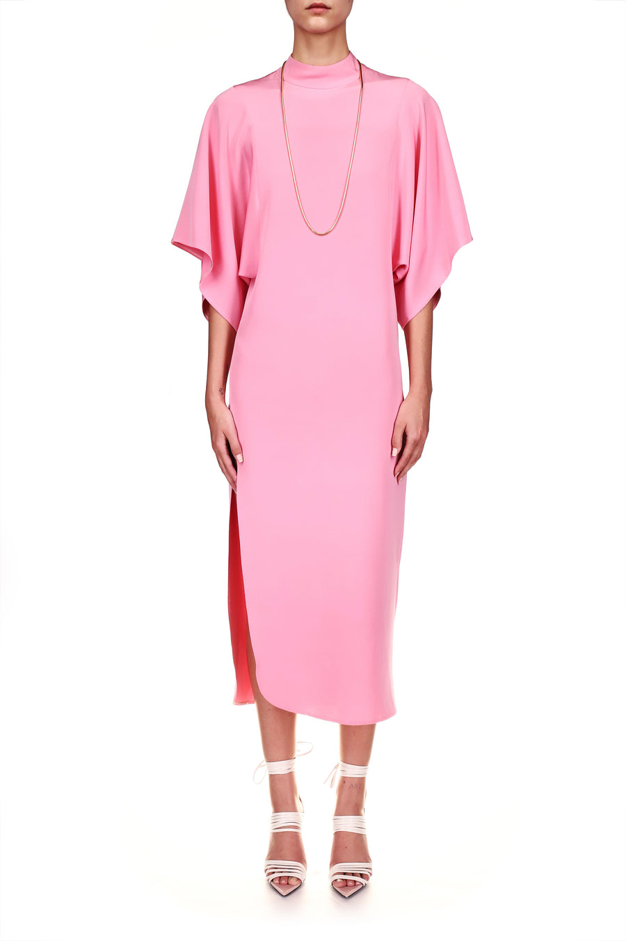 Pink Mock Neck Sheath Dress