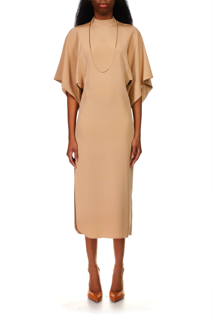 Toffee Mock Neck Sheath Dress