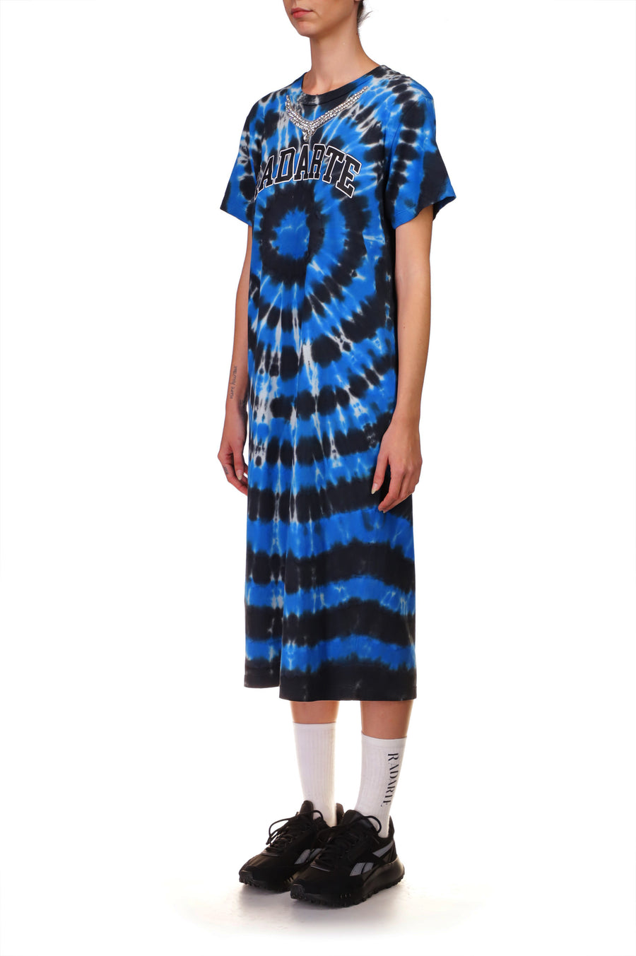 blue tie dye shirt dress Girls - Ocean Blue Tie-Dye Cotton Gathered Knee Length Shirt Dress Custom Size (Free) / 3'5"
