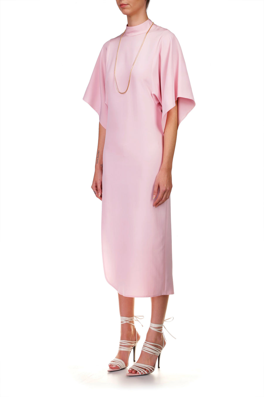 Blush Pink Mock Neck Sheath Dress